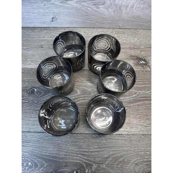 Vintage 1970's Silvered MOD Bullseye Old Fashioned Glasses- Set Of 6 - Picture 7 of 8